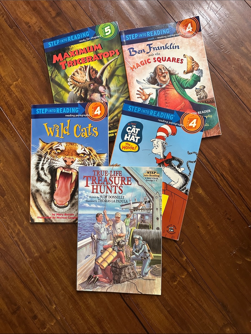 5 Step Into Reading Level 4 5 Books Dinosaurs Cat Hat OOP Treasure Hunts